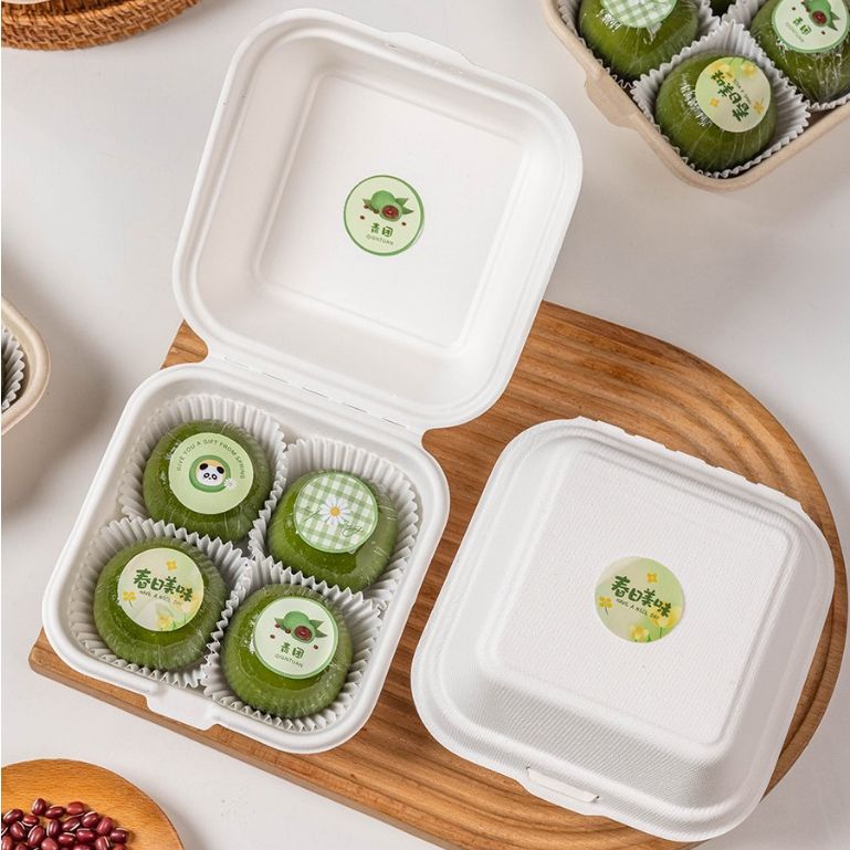 50 Hộp Bã Mía Trắng Đựng Bento Cake, Bánh Kem, Bánh Mousse