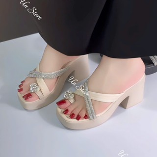 Dép đế xuồng nữ quai xoàn xỏ ngón đính khóa trái tim sang chảnh USD072 Un Store