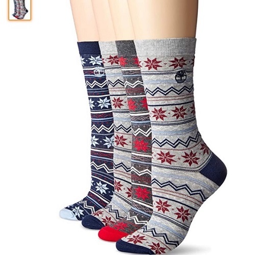 Bộ 4 đôi Tất cổ cao Timberland Fair Isle Crew Sock dành cho nữ (Mỹ)