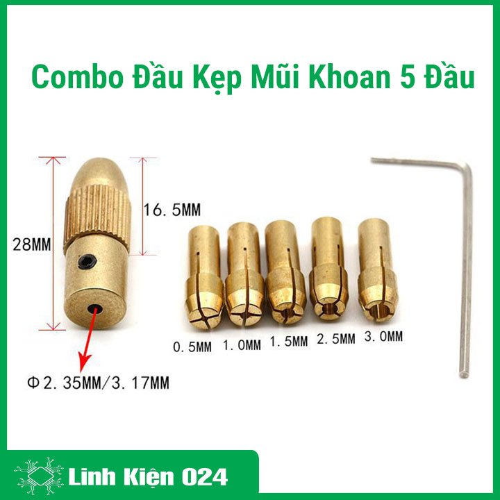  Combo Đầu Kẹp Mũi Khoan 5 Đầu