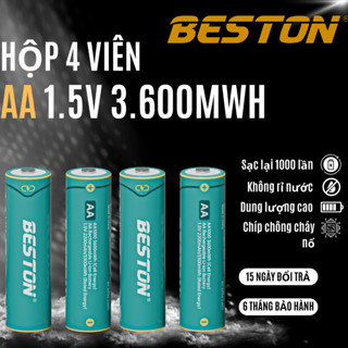  Hộp 4 Pin sạc 2A 1.5V Lithium Beston - AA - 3600mWh sạc M7036 pin máy ảnh pin micro pin đồ chơi 