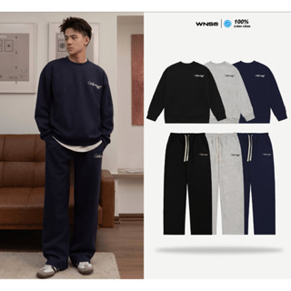 WNS Set Logo V2.0- Bộ Nỉ Áo Và Quần Nỉ Ép Hàn Cao Cấp Thêu Form Unisex Local Brand WNS Chính Hãng 