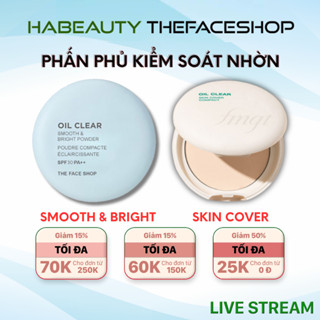  Phấn phủ kiềm dầu The Face Shop siêu mịn cho da hỗn hợp da dầu trang điểm Oil Clear Smooth & Bright Powder 9g 