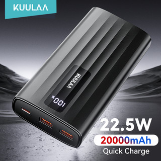  Pin Sạc Dự Phòng 22.5W 20000mAh Kuulaa ,Màn Hình Kỹ Thuật Số Bộ pin sạc nhanh Với ba cổng ra USB Tương thích với iP 17 