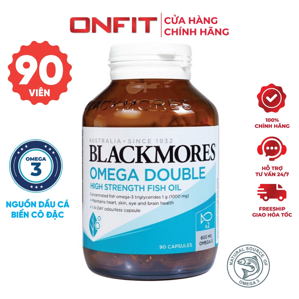 Viên Uống Dầu Cá Omega 3 Blackmores Omega Double High Strength Fish Oil, Dầu Cá Cô Đặc Tinh Khiết | 