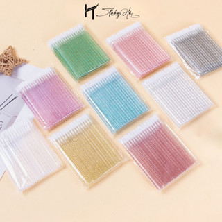  Tăm Bông Vệ SInh Mi Đầu To Cọ Mềm Bôi Son Vệ Sinh Mi.. Túi 10-50c Dụng Cụ Nối Mi Thúy Hà Eyelash 