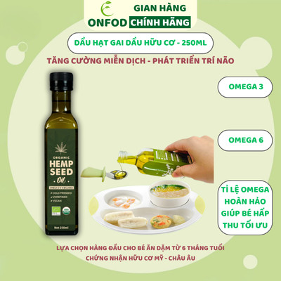 Dầu hạt gai dầu hữu cơ Biobees ONFOD cho bé ăn dặm từ 6 tháng tuổi healthy eat clean 250ml