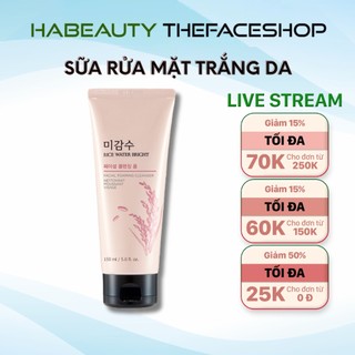  Sữa rửa mặt trắng da The Face Shop Hàn Quốc Rice Water Bright Facial Foam Cleanser 150ml cấp ẩm không có hạt Hà Beauty 