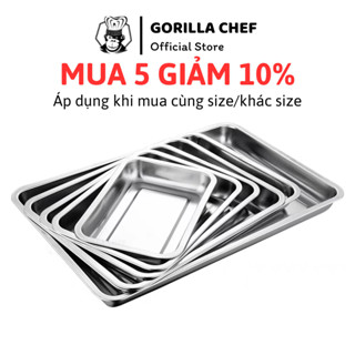 Khay inox đựng thức ăn sâu 2cm, 4.8cm Gorilla Chef mâm cơm, khay nướng bánh, khay nhà bếp bằng inox