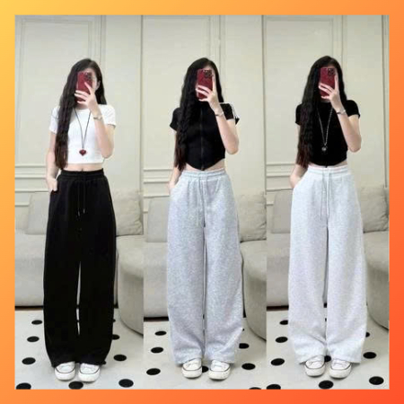 Quần Ống Rộng Chất Nỉ Ép 2 Da Mềm Mịn - Quần Nỉ Dáng Suông Lưng Cao Cạp Chun Có Dây Rút Điều Chỉnh-ALASAVA | BigBuy360 - bigbuy360.vn