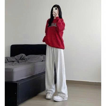 Quần Ống Rộng Chất Nỉ Ép 2 Da Mềm Mịn - Quần Nỉ Dáng Suông Lưng Cao Cạp Chun Có Dây Rút Điều Chỉnh-ALASAVA | BigBuy360 - bigbuy360.vn