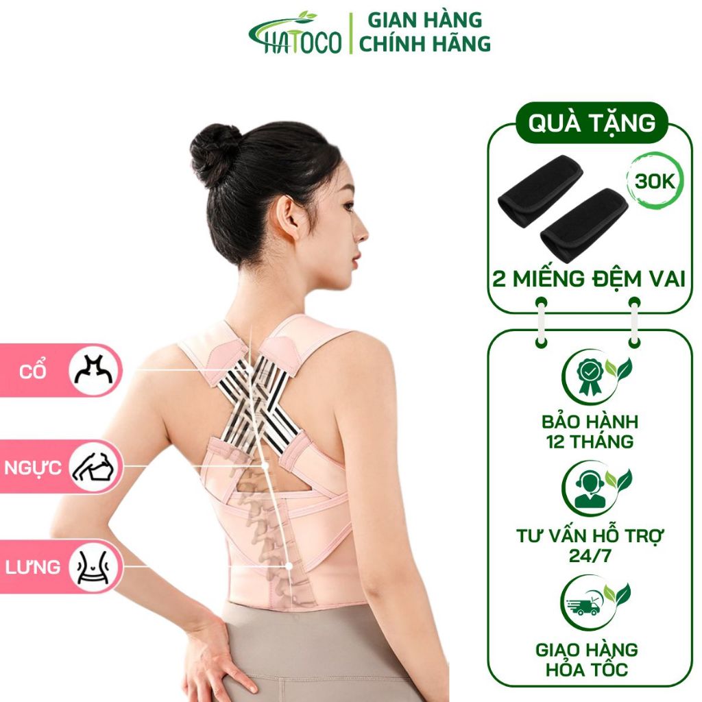 Đai Chống Gù Lưng Cao Cấp Hatoco Nam Nữ Điều Chỉnh Tư Thế Định Hình Cột Sống Cải Thiện Vóc Dáng 
