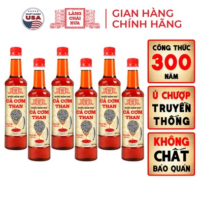 [TẶNG 1 NƯỚC TƯƠNG 125ML] THÙNG 6 CHAI NHỰA 525ML Nước mắm nhỉ cá cơm than Làng Chài Xưa 300 năm