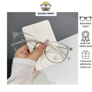  Kính cận tròn chống ánh sáng xanh Quang Minh gọng kim loại nửa viền dành cho học sinh sinh viên cho mặt nhỏ - MÃ 9541 