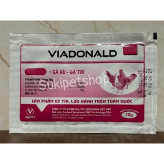 VIADONALD - 10g - BỘT UỐNG HỖ TRỢ GIẢM CÁC VẤN ĐỀ VỀ TIÊU HÓA, GÀ RÙ, GÀ TOI, SÃ CÁNH CHO GIA CẦM