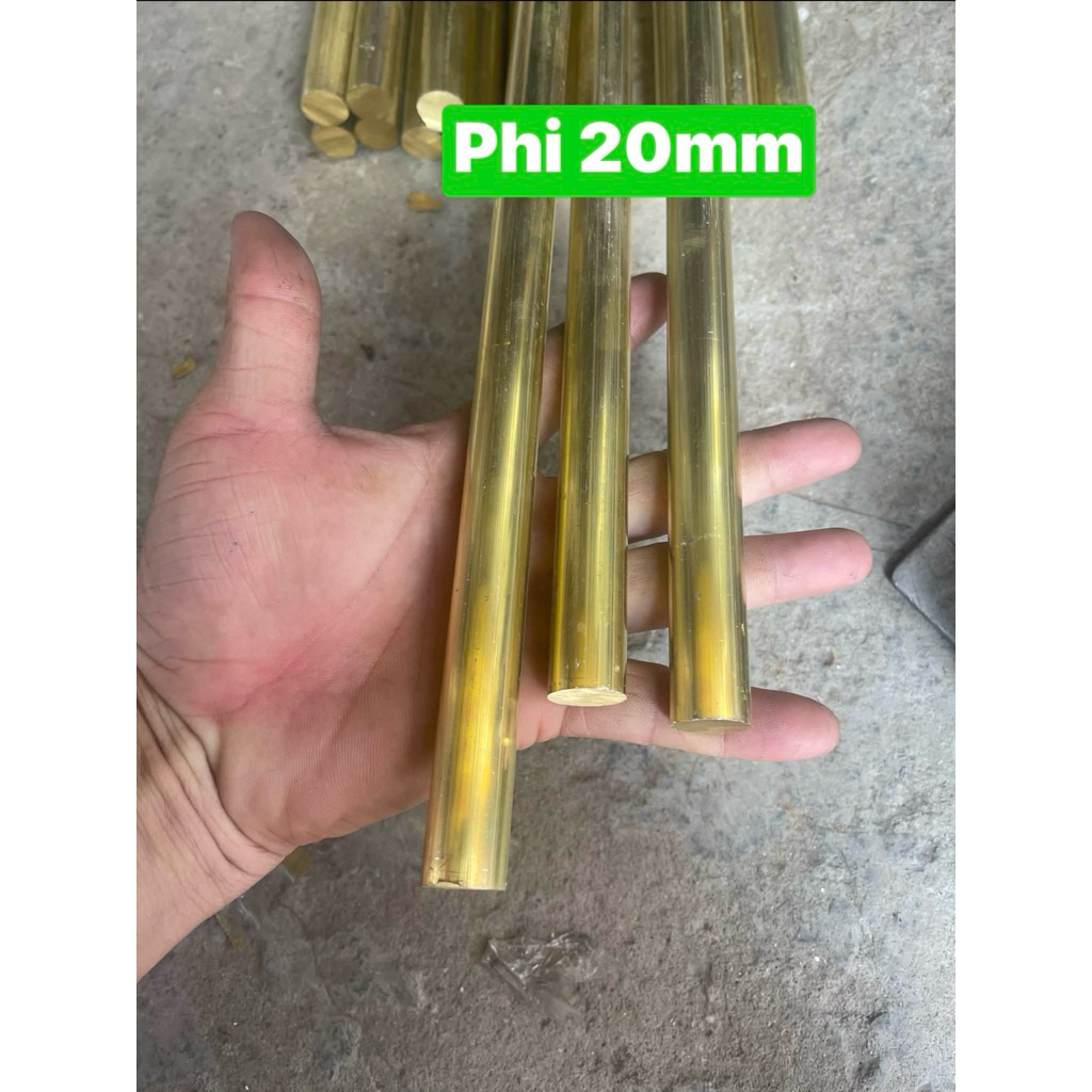 Thanh đồng thau tròn đặc phi 20mm dài 1m