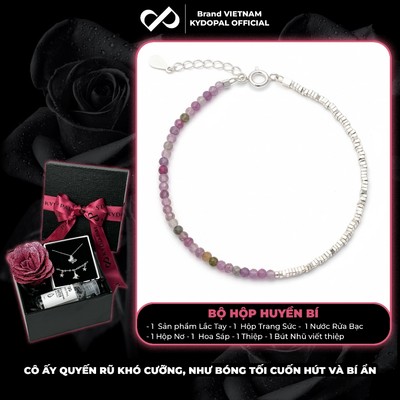 [HCM Hỏa Tốc] Lắc tay bạc nữ KYDOPAL vòng tay tuamaline hạt đá tròn màu sắc mix hạt bạc vỡ nhẹ nhàng - PAL9C3L24