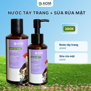  Combo Làm Sạch Sâu Bụi Bẩn Nước Tẩy Trang và Sữa Rửa Mặt Tía Tô OM NATURAL Mờ Nám Sáng Da Lành Tính 