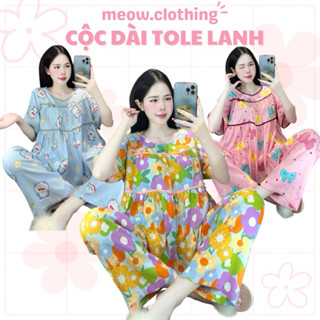  Đồ Mặc Nhà Bộ Ngủ Nữ Cộc Dài Tole Lanh Mềm Mịn Mát Freesize <60kg 