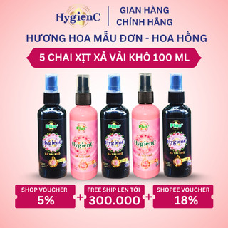  Combo 5 Chai Xịt Thơm Quần Áo HygienC Plus 100ml Chai - Hương Mẫu Đơn  Hoa Hồng  Xả Vải Khô  