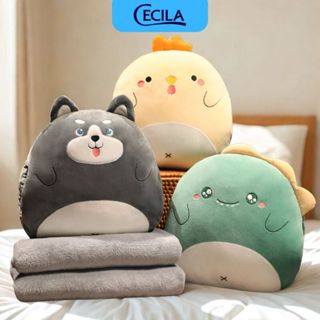  Chăn gối văn phòng 2 in 1 CECILA  kích thước 100*170cm hình thú dễ thương có mền gấp gọn tiện lợi cho giờ nghỉ trưa 