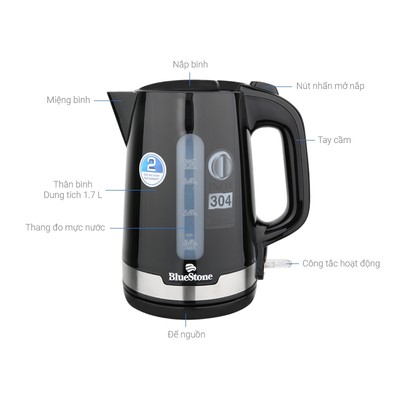Bình đun siêu tốc BlueStone 1.7 lít KTB-3417 1.7L - Hàng chính hãng