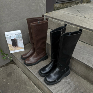   HÀNG SẴN  Bốt cao cổ ống rộng có gót mũi vuông Ali guifei  mùa đông 2024 - AG N81-2 