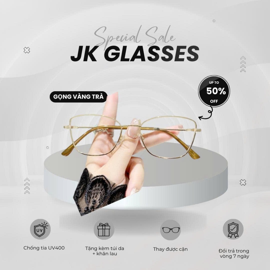 JK GLASSES KM-93 KÍNH ĐỔI MÀU GỌNG KIM LOẠI MẮT MÈO DƯỚI NẮNG CHỐNG AXS CHỐNG UV400
