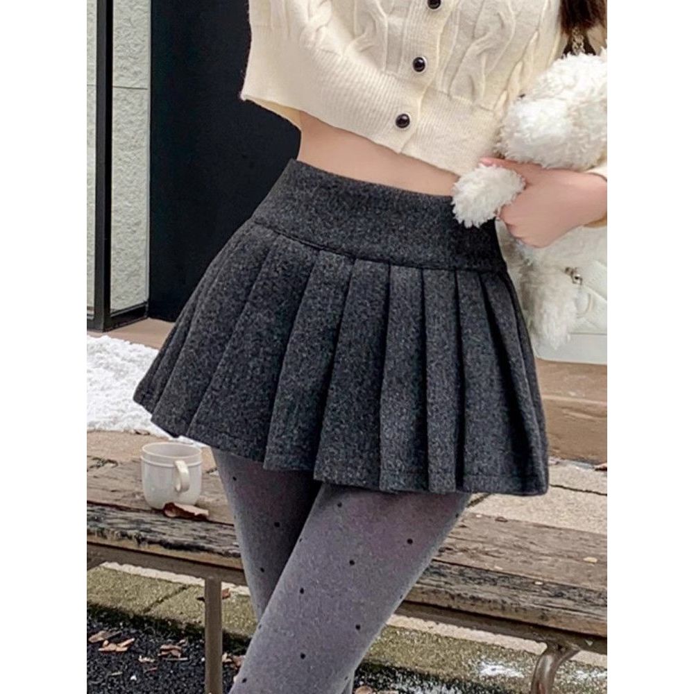 Chân váy dạ xếp ly to bản cạp cao tôn dáng có quần trong cùng chất dày dặn, Chân váy dạ ngắn xếp ly hàn quốc đẹp HQ137 | BigBuy360 - bigbuy360.vn