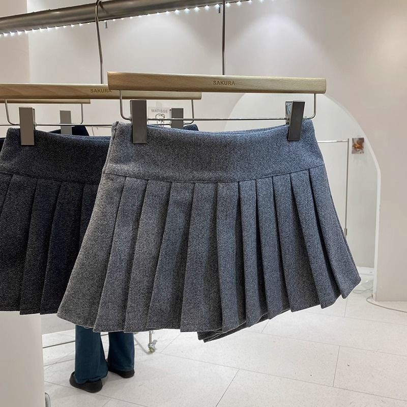 Chân váy dạ xếp ly to bản cạp cao tôn dáng có quần trong cùng chất dày dặn, Chân váy dạ ngắn xếp ly hàn quốc đẹp HQ137 | BigBuy360 - bigbuy360.vn