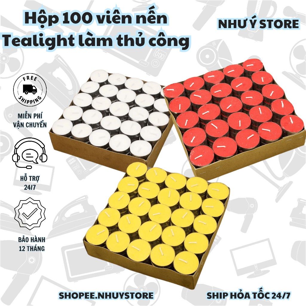 100 Viên Nến Loại 1 - TEALIGHT Không Khói (100 viên)