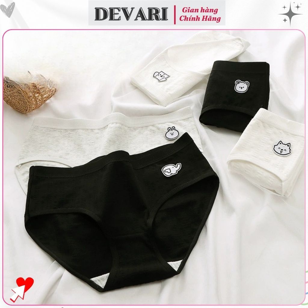 Combo 5 Quần lót nữ cotton cao cấp kháng khuẩn khử mùi cạp vừa tôn dáng họa tiết cute DEVARI LA68