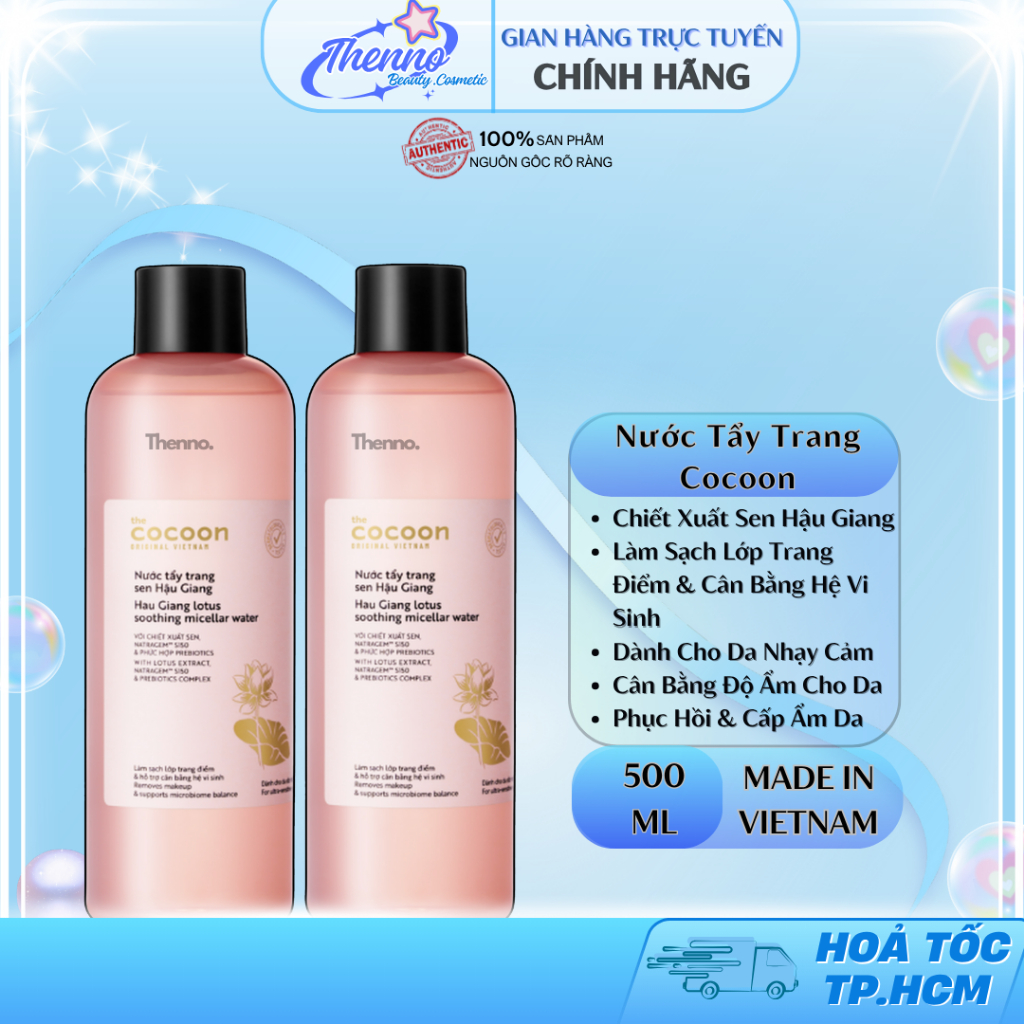 Nước Tẩy Trang Cocoon Sen Hậu Giang Hau Giang Lotus Soothing Micellar Water 500ml