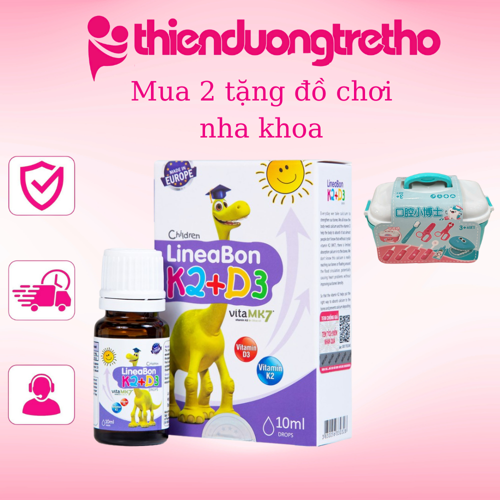 Combo 2 chai Vitamin D3K2 Lineabon Drops 10ml nhỏ giọt/xịt
