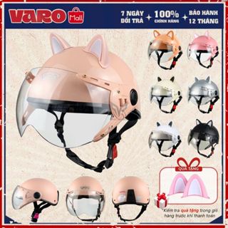 [Tặng Tai Mèo]Nón Bảo Hiểm 1/2 Đầu Kính Càng VARO A33K - Mũ Bảo Hiểm Nửa Đầu Có Kính Cao Cấp Đã Xử Lý