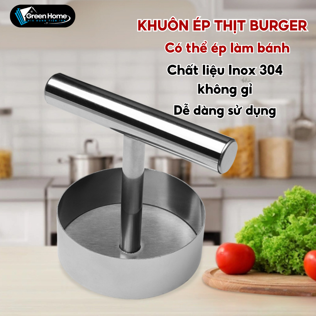 Khuôn Burger Inox 304 Cho Bánh Ép Tự Làm, Dễ Dàng Dùng Với Thịt Bò Thịt Heo - XTN04