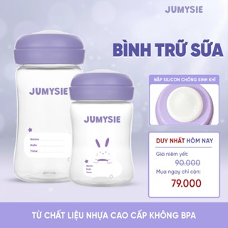  Bình Trữ Sữa Cổ Rộng Jumysie 180ml 260ml - Nắp Silicone Chống Sinh Khí An Toàn Cho Bé 