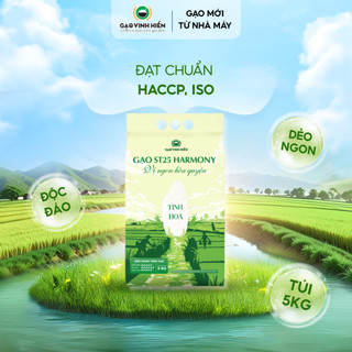  Gạo ST25 Harmony Vinh Hiển 5KG - Dẻo mềm thơm ngon cao cấp - Vị ngon hòa quyện - Gạo nấu cho bé gạo cho bé ăn dặm 