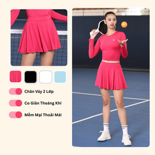 Chân Váy Xòe LV25S04F713 Livan 2 Lớp, Co Giãn Thoải Mái Vận Động Chơi Tennis, Pickle Ball, Golf