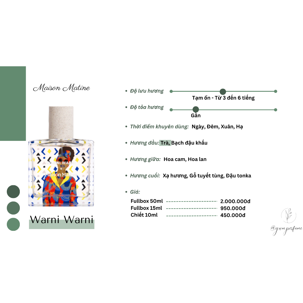 Nước Hoa Warni Warni hương trà hoa cam tươi mát