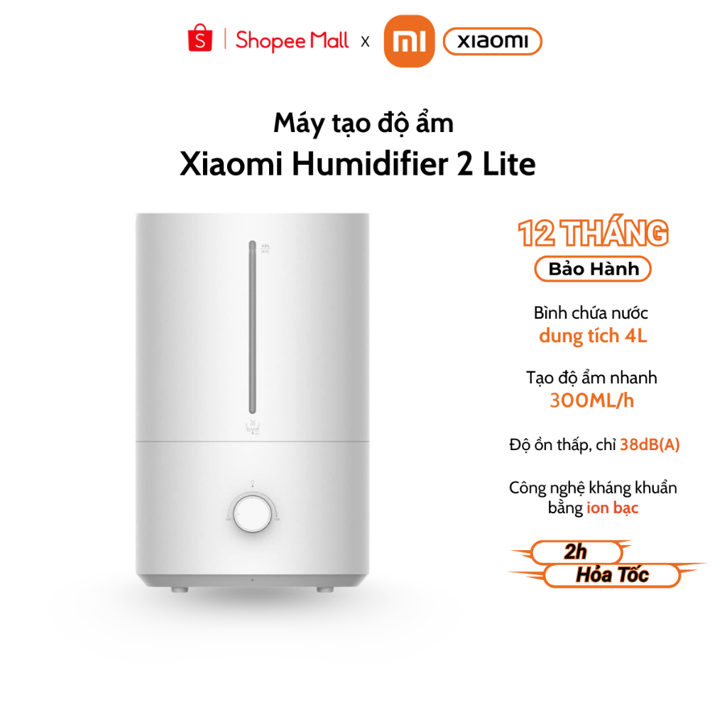 Máy phun sương tạo ẩm Xiaomi Smart Humidifier 2 Lite dung tích 4L - Bảo hành chính hãng 12 tháng