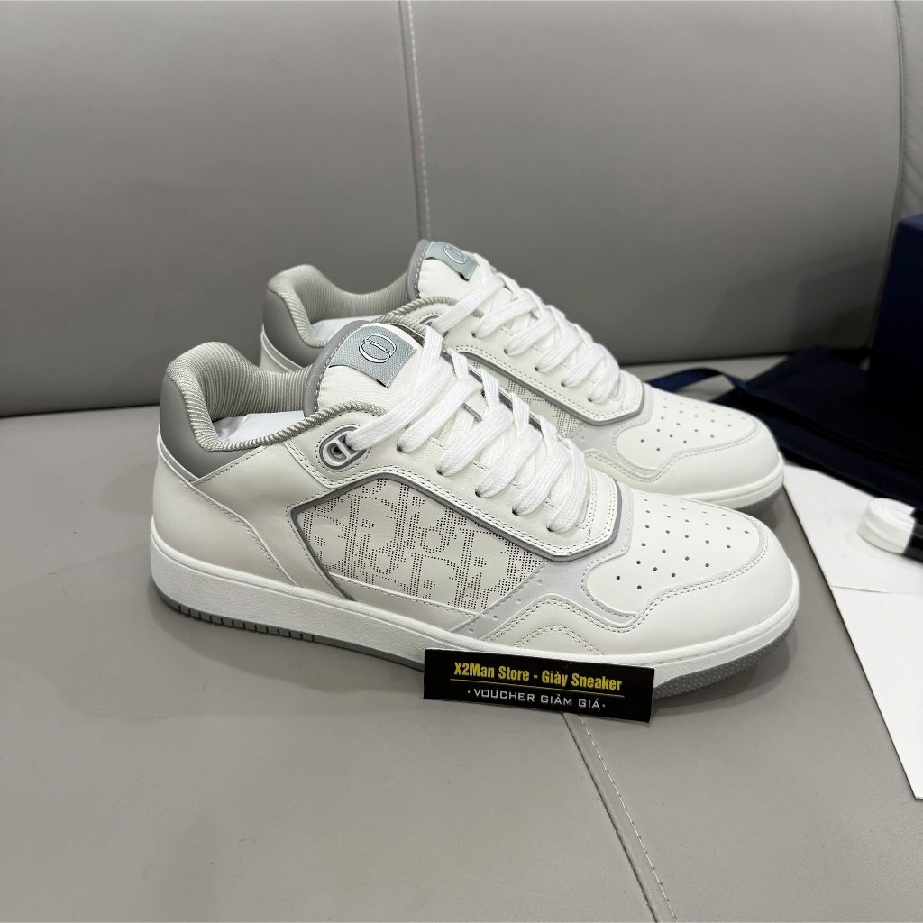 [X2Man] Giày Thể Thao Sneaker Luxury Vip Êm , Dễ Phối Đồ Nam ,Da Bê Nguyên Tấm B27 Trắng Gót Xám