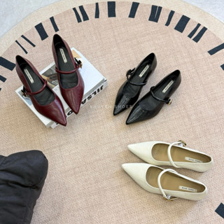   HÀNG SẴN  Giày độn đế mũi nhọn da lì quai ngang chun Dapai show mùa thu 2024 - DP A5659 