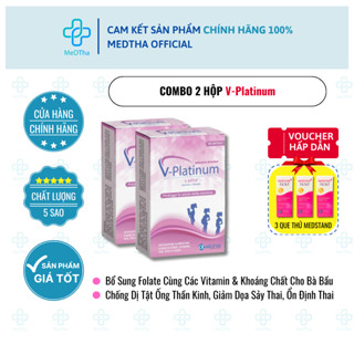  Bộ Đôi V-Platinum 5-MTHF - Bổ Sung Acid Folic  Folate Sắt Vitamin Tổng Hợp Hỗ Trợ Sinh Sản  30V  