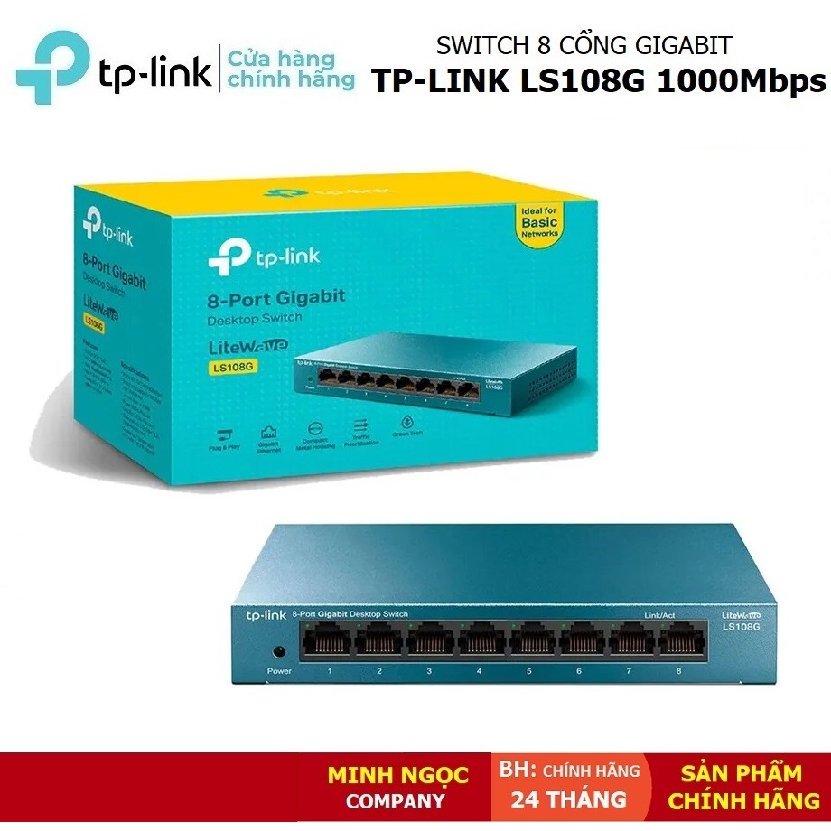 Bộ Chia Mạng Lan 8 Cổng RJ45 Gigabit TPLink LS108G/LS105G 10/100/1000 Mbps - Bảo Hành Chính Hãng Bảo