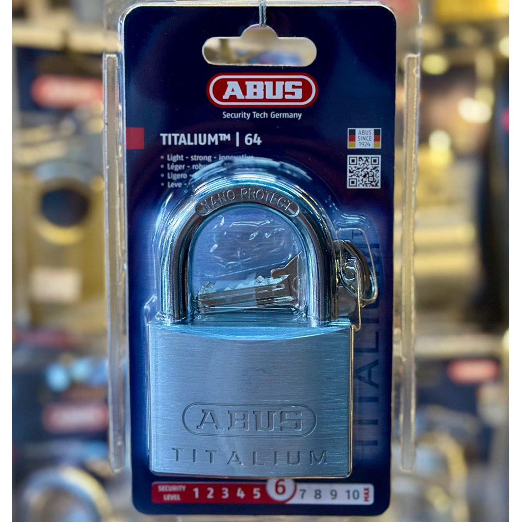 ABUS 64TI/60 KHÓA ABUS 64TI/60 TITALIUM KHOÁ BẤM 60MM CÓ 4 CHÌA RÃNH CHỐNG CHÌA VẠN NĂNG , CHỐNG CƯA