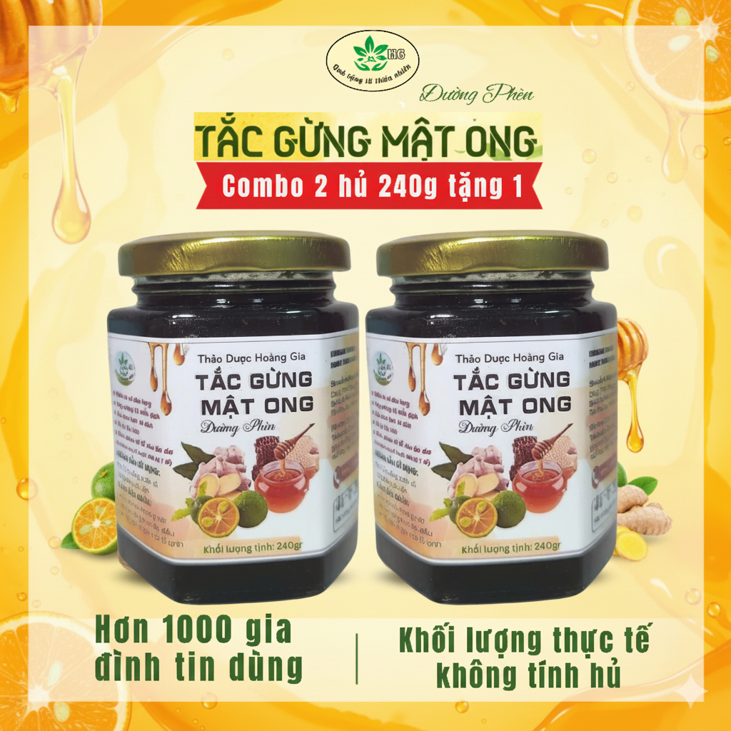 Tắc Gừng Mật Ong Thảo Dược Hoàng Gia, Tăng Sức Đề Kháng, Giảm Ho, Giảm Khàn Tiếng Ngay Tại Nhà