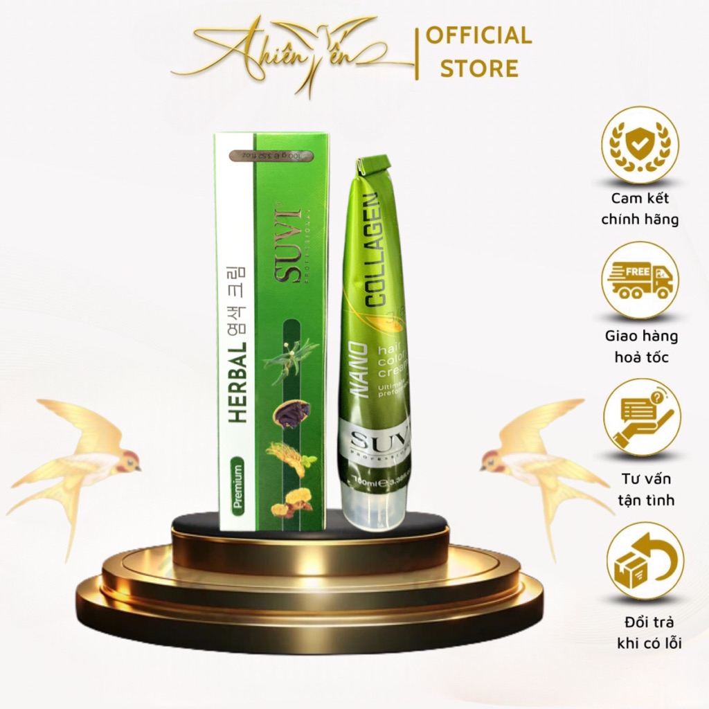 [1] Thuốc Nhuộm Tóc Thảo Mộc SuVi Herbal Kem Nhuộm Tóc SUVI Nano Collagen Keratin Bền Màu Thời Trang