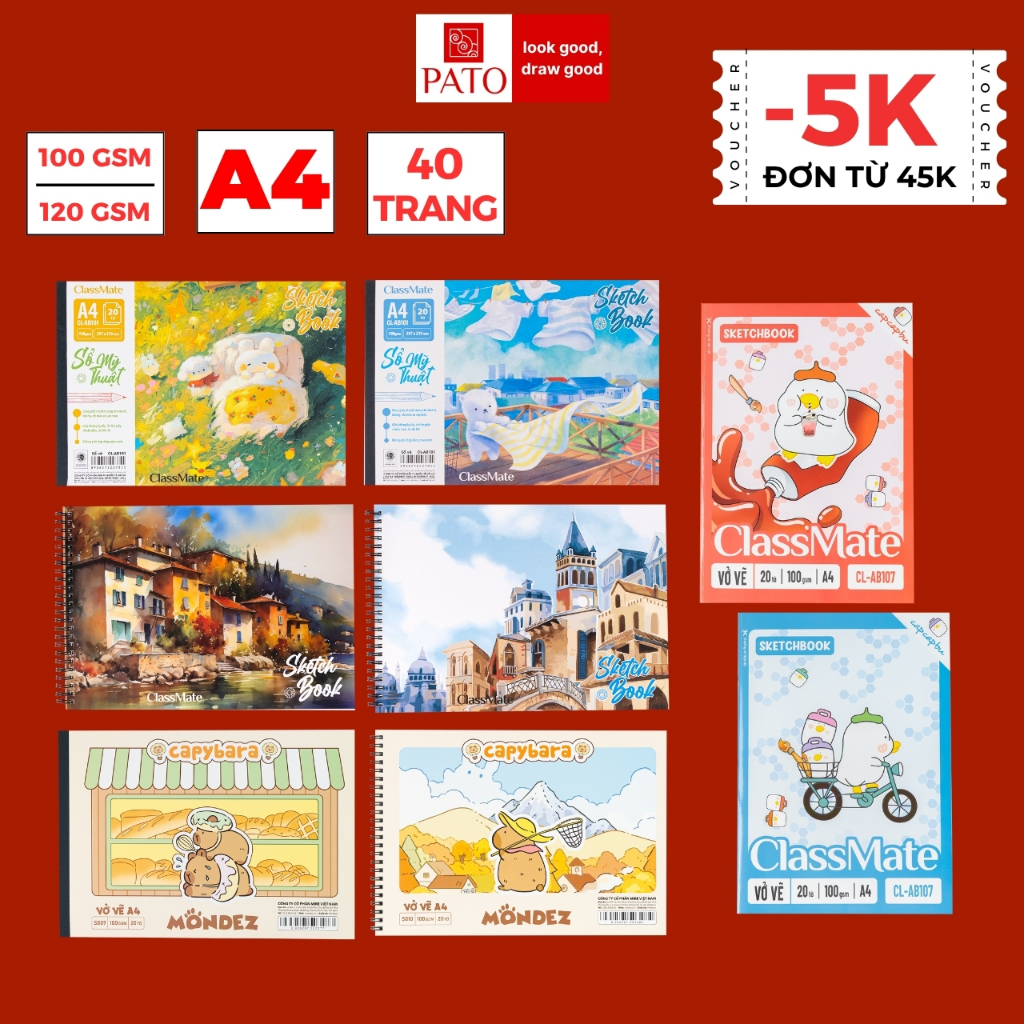 Vở Vẽ Học Sinh A4 120GSM Không Kỵ Tẩy CLASSMATE 40 Trang Giấy Dày Sổ Vẽ Chì, Sáp Có Đường Cắt Xé Dễ Dàng Cho Học Sinh