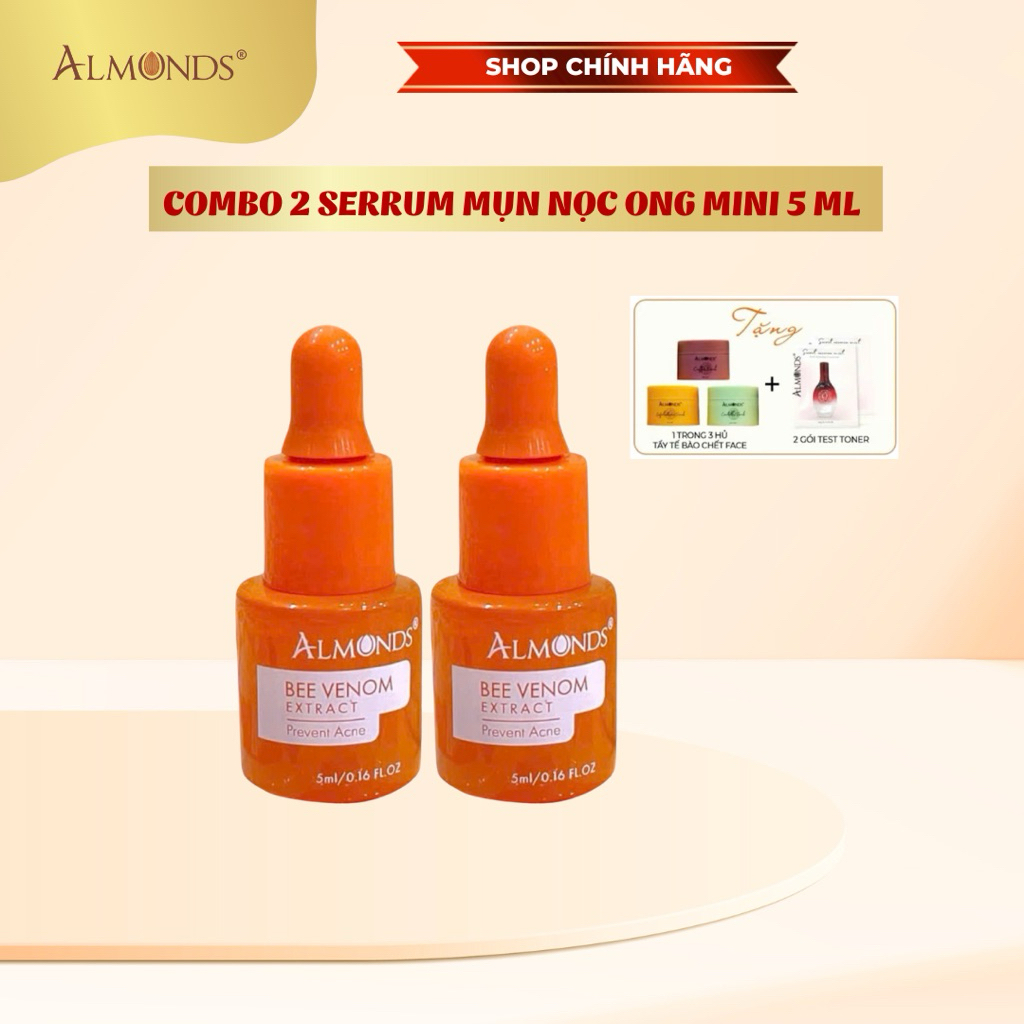 Combo 2 Serum Mụn Nọc Ong Almonds Hộp 5 ml Hỗ Trợ Giảm mụn